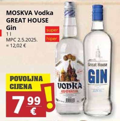 MOSKVA Vodka GREAT HOUSE Gin