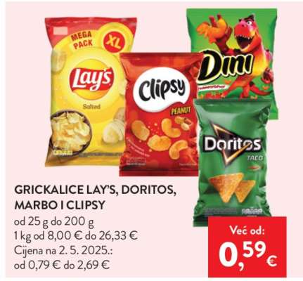 Grickalice Lay's, Doritos, Marbo i Clipsy