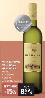 Vino Kutjevo Vrhunska Graševina