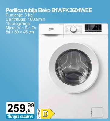 Perilica rublja Beko B1WFK2604WEE