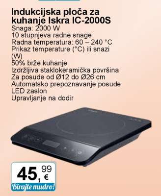 Indukcijska ploča za kuhanje Iskra IC-2000S