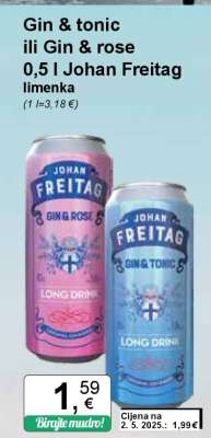 Gin & tonic ili Gin & rose 0,5 l Johan Freitag limenka