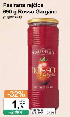 Pasirana rajčica 690 g Rosso Gargano