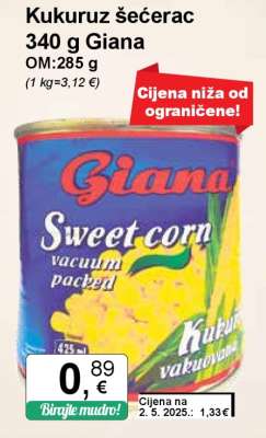 Kukuruz šećerac 340 g Giana