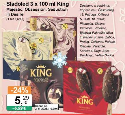 Sladoled 3 x 100 ml King Majestic, Obsession, Seduction ili Desire