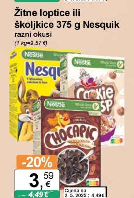 Žitne loptice ili školjkice 375 g Nesquik