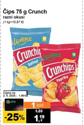 Čips 75 g Crunch