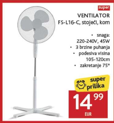 VENTILATOR FS-L16-C, stojeći, kom