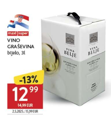 VINO GRAŠEVINA bijelo, 3l