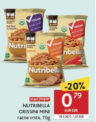 NUTRIBELLA GRISSINI MINI razne vrste, 70g