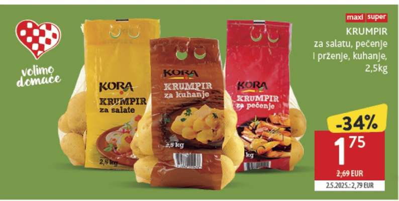 KRUMPIR za salatu, pečenje i prženje, kuhanje, 2,5kg