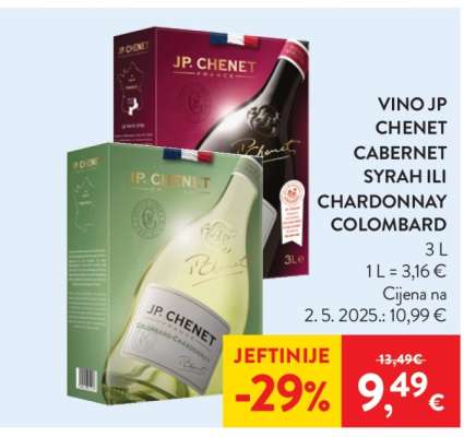 Vino JP Chenet Cabernet Syrah ili Chardonnay Colombard