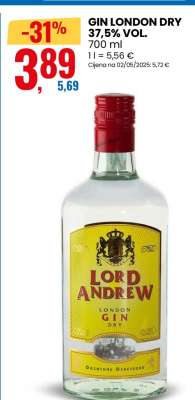 GIN LONDON DRY 37,5% VOL.