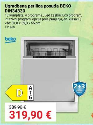 Ugradbena perilica posuđa BEKO DIN34330