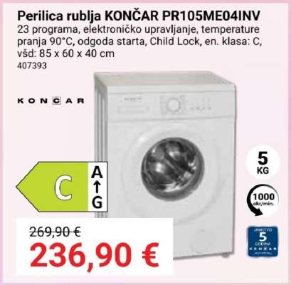 Perilica rublja KONČAR PR105ME04INV
