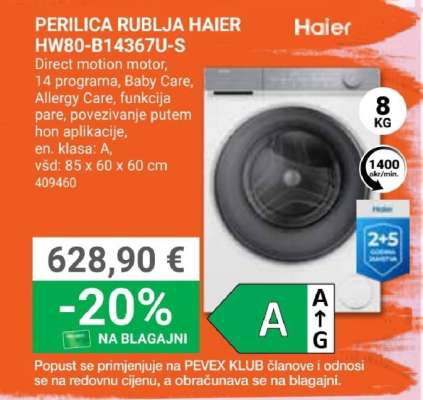 PERILICA RUBLJA HAIER HW80-B14367U-S
