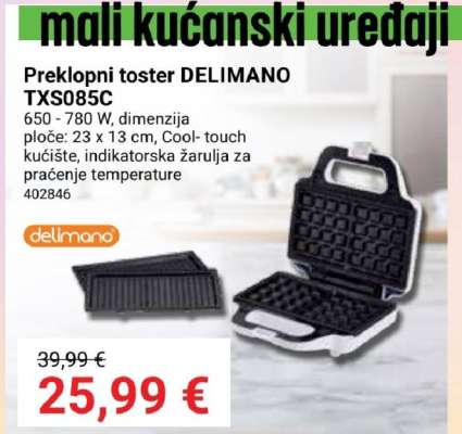 Preklopni toster DELIMANO TXS085C
