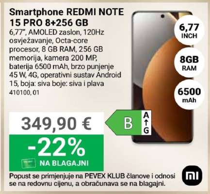 Smartphone REDMI NOTE 15 PRO 8+256 GB