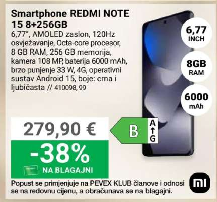 Smartphone REDMI NOTE 15 8+256GB