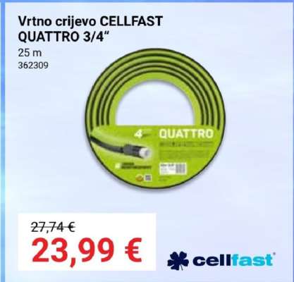 Vrtno crijevo CELLFAST QUATTRO 3/4“