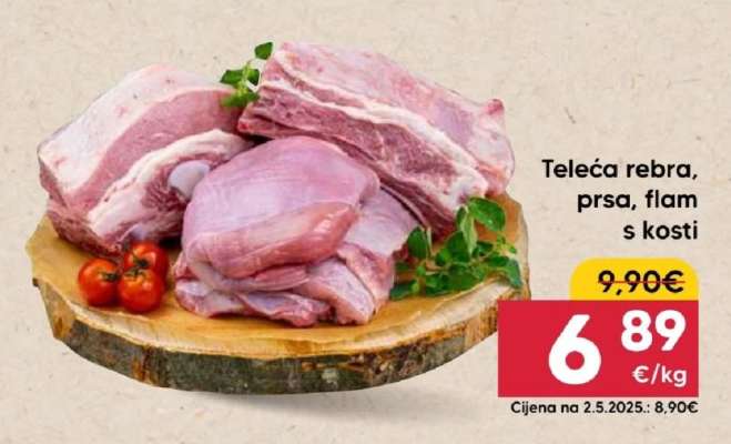 Teleća rebra, prsa, flam s kosti