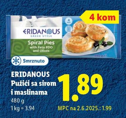 ERIDANOUS Pužići sa sirom i maslinama