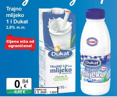 Trajno mlijeko 1 l Dukat
