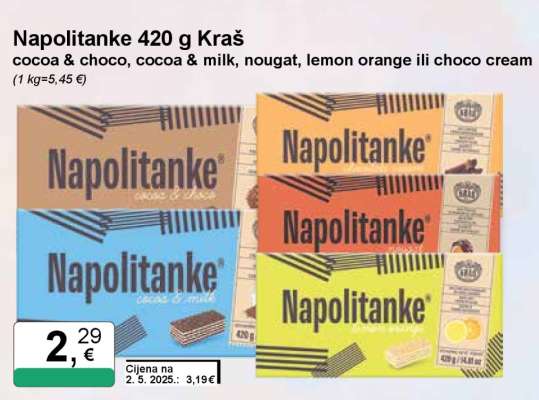 Napolitanke 420 g Kraš