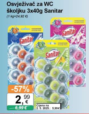 Osvježivač za WC školjku 3x40g Sanitar