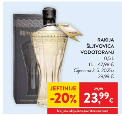 RAKIJA ŠLJIVOVICA VODOTORANJ