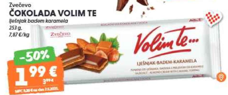 ZVEČEVO ČOKOLADA VOLIM TE