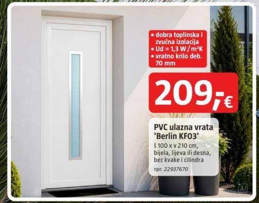 PVC ulazna vrata 'Berlin KF03'
