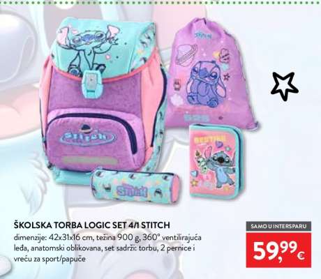 ŠKOLSKA TORBA LOGIC SET 4/1 STITCH
