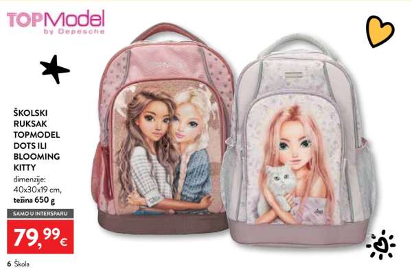 ŠKOLSKI RUKSAK TOPMODEL DOTS ILI BLOOMING KITTY