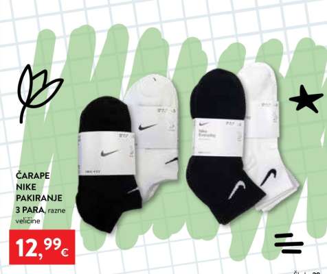 ČARAPE NIKE PAKIRANJE 3 PARA
