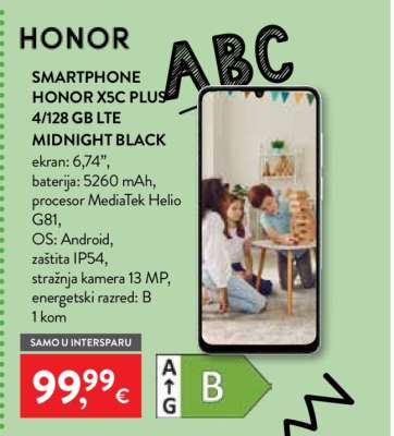 SMARTPHONE HONOR X5C PLUS 4/128 GB LTE MIDNIGHT BLACK