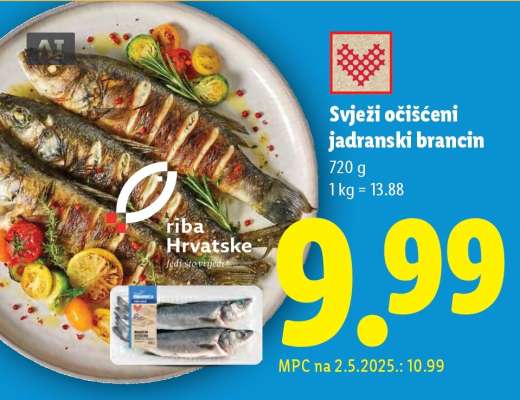Svjezi očišćeni jadranski brancin