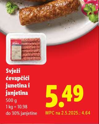 Svježi ćevapčići junetina i janjetina