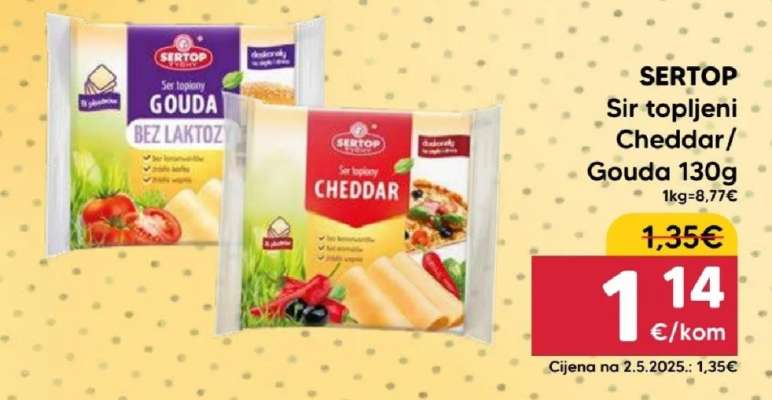 SERTOP Sir topljeni Cheddar/Gouda 130g