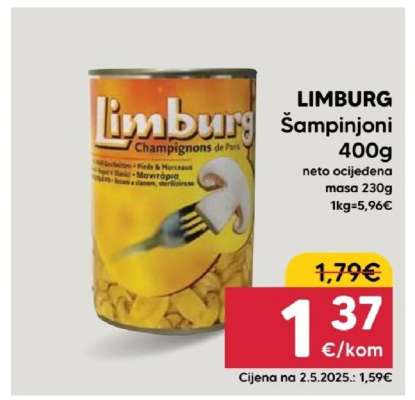 LIMBURG Šampinjoni 400g