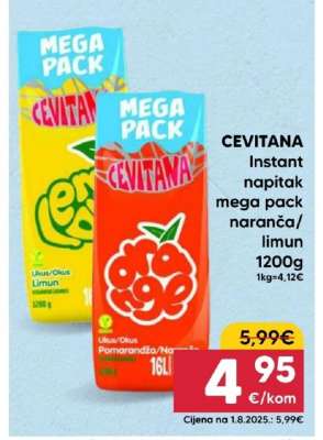 CEVITANA Instant napitak mega pack naranča/limun 1200g