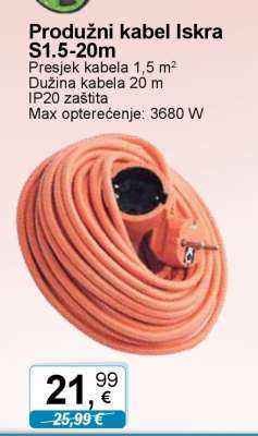 Produžni kabel Iskra S1.5-20m