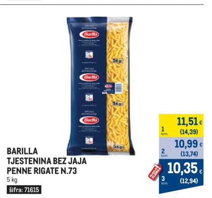BARILLA TJESTENINA BEZ JAJA PENNE RIGATE N.73