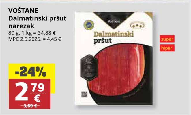 VOŠTANE Dalmatinski pršut narezak