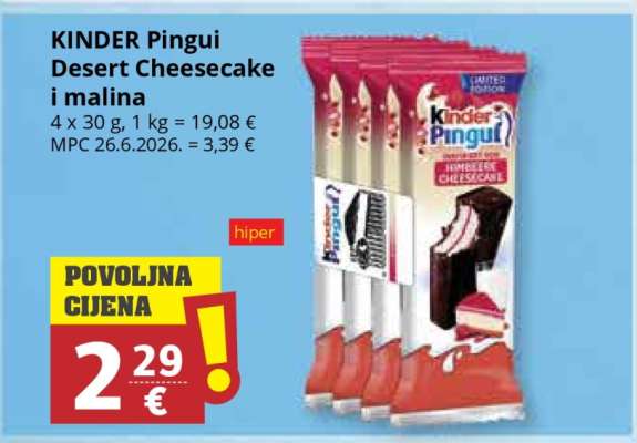 KINDER Pingui Desert Cheesecake i malina