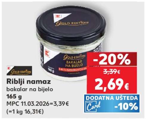 Riblji namaz bakalar na bijelo 165 g