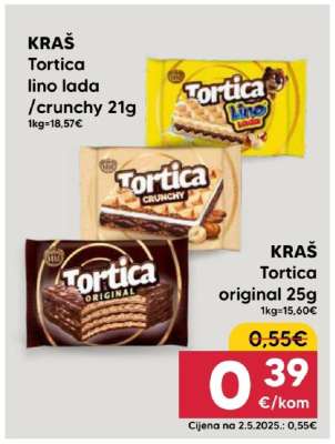 KRAŠ Tortica lino lada/crunchy 21g, Tortica original 25g