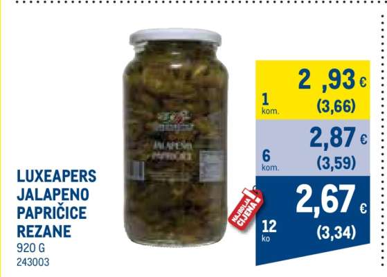 LUXEAPERS JALAPENO PAPRIČICE REZANE