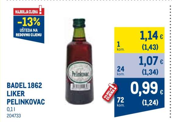 BADEL 1862 LIKER PELINKOVAC