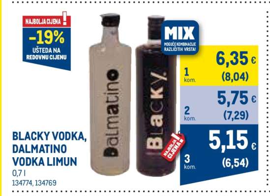 BLACKY VODKA DALMATINO VODKA LIMUN